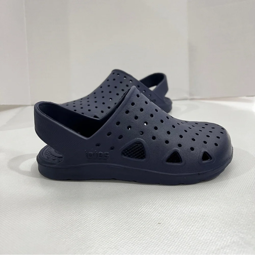 Totes Kids Solobounce Perforated Sandals Navy Blue Slip-On Clogs Kids Size 9-10